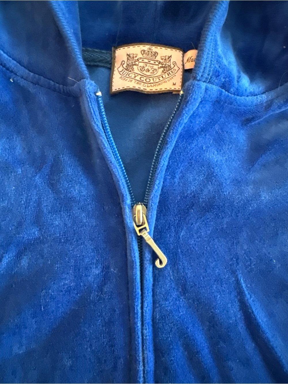 Juicy Couture Royal Blue Velour Lounge Set with Gold 'Couture' Crest - Picture 10 of 10